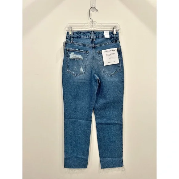 NWT Good American Womens Good Vintage Jeans Frayed High Rise Straight Leg Denim - Picture 10 of 14